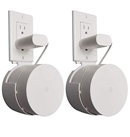 Dot Genie Google WiFi Outlet Holder Mount [Pro Version]: The Strongest, Most Versatile and Attractive Mount Stand Holder for Google WiFi. Great for Home and Businesses! Still No Screws! (2-Pack)