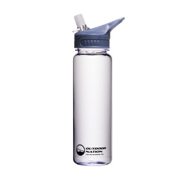 Outdoor Nation 25oz Water Bottle with Spill-Proof Lid & Non-Slip Grip (Grey)