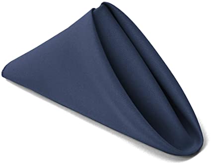 TableLinensforLess 17x17 Inch Polyester Cloth Napkins, Set of 6 (Dark Blue)