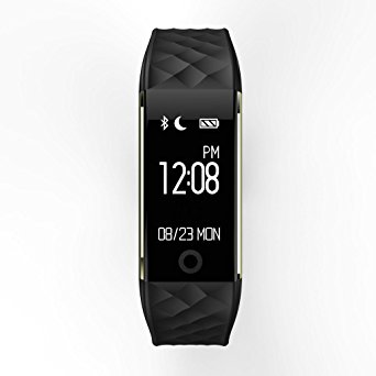 Sports Fitness Tracker ZIMINGU S2 Waterproof Smart Bracelet with Heart Rate Monitor Pedometer Call Reminder OLED Touch Screen Bluetooth Wristband with Calories Tracker(Black)