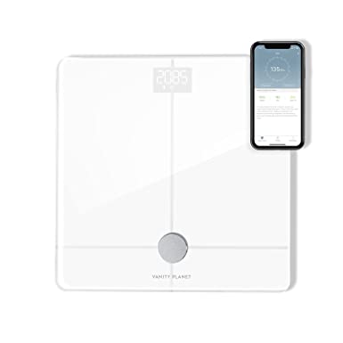 Vanity Planet Formfit  and Bluetooth Digital Body Analyzer - Smart Scale Tracks 13 Fitness Metrics Including Fat, Weight, Muscle/Bone Mass, Water Weight - 397 Pound Capacity - White, 5 Pound
