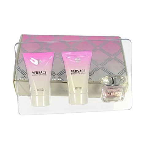 Versace Bright Crystal 3 Piece Mini Set: .8 oz B&S Gel, .17 EDT, .8 oz Body Lotion