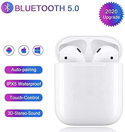 Bluetooth Headphones, Bluetooth 5.0 Wireless Earbuds, 3D Stereo 24H Playtime Wireless Sports Headset, IPX5 Waterproof, Pop-ups Auto Pairing for Airpods Airpod Android/iPhone Samsung