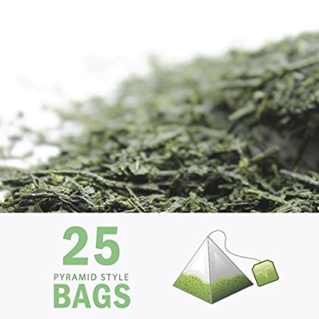 Tealyra - Gyokuro Yame Green Tea - 25 Bags - Handmade Premium 1st Flush - Japanese Loose Leaf Tea - Pyramids Style Sachets