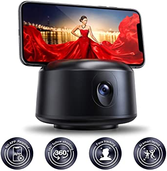Smart Tracking Phone Camera Tripod: Foxnovo Auto Face Tracking Holder - 【NO APP Required】Youtube Selfie Stick Stabilizer 360° Rotation Cell Phone Stand for Ring Light - iPhone Video Recording Tik Tok