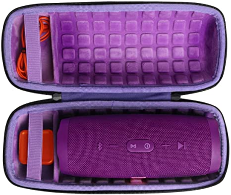 co2crea Hard Travel Case for JBL Charge 4 Waterproof Bluetooth Speaker (Outside Black and Inside Purple)