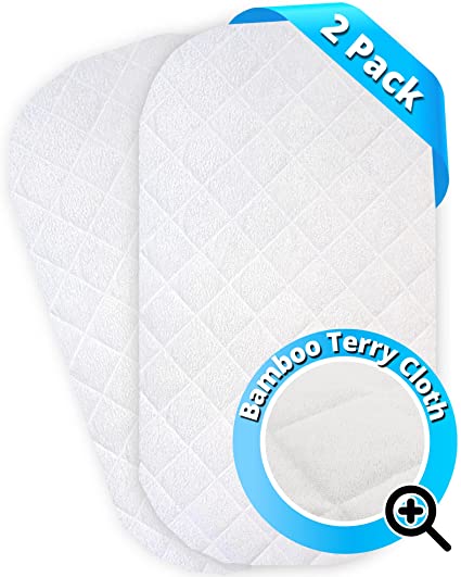 Waterproof Bassinet Mattress Protector - Bassinet Mattress Cover Pad, Compatible with Most Oval Bassinet Mattresses Including Fisher Price