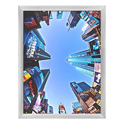 ONE WALL 18x24 Inch Poster Frame, Silver Metal Aluminum Photo Frame for Photo Picture Poster Artwork Wall Hanging - Wall Mounting Hardware Included