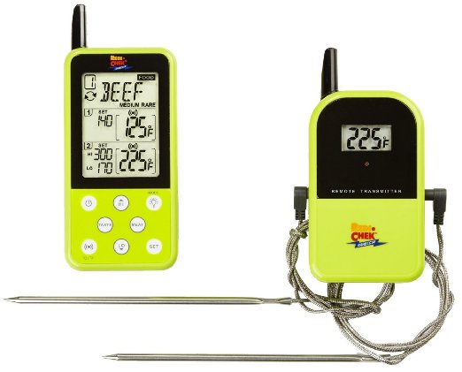 Maverick Industries Long Range Wireless Dual Probe Barbecue Smoker Meat Thermometer Set - Green