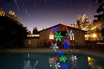 CrazyFire LED Projection Light,Waterproof Colorful Snowflakes Projectable LED Night Light, Rotating Landscape Spotlight for Indoor/Outdoor Christmas Holiday Home Party Decoration (RGB)