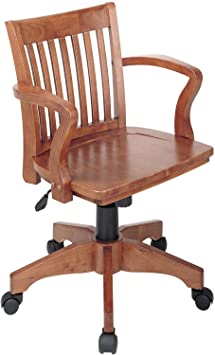 Office Star Deluxe Bankers Desk Chair with Seat, Fruit Wood