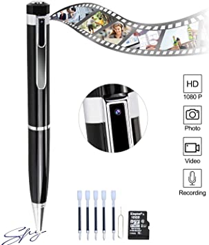Hidden Spy Pen Camera HD 1080P Portable Digital Video Recorder with Photo Taking, USB Port Covert Cam, Mini DV Cam Multifunction Ink Pen Camcorder for Conference and Education(with 16 GB Memory Card)