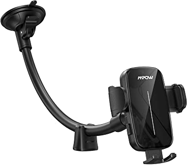 Mpow Car Phone Holder, Upgraded Windshield Long Gooseneck Phone Holder for Car Windshield, Car Phone Mount Compatible with iPhone SE 11 Pro Max XS XR, Galaxy Note 20 S20 S10 and More