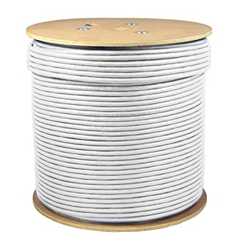 SolidLink 500ft CAT6A S/FTP in-Wall (CMR Rated) UL Listed Bare Copper Solid 23AWG Conductor 550Mhz Fluke Tested Ethernet Wire (White) (SL611A5)