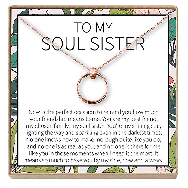 Dear Ava Soul Sisters Gift Necklace: Best Friends, BFF, Long Distance, Friends Forever