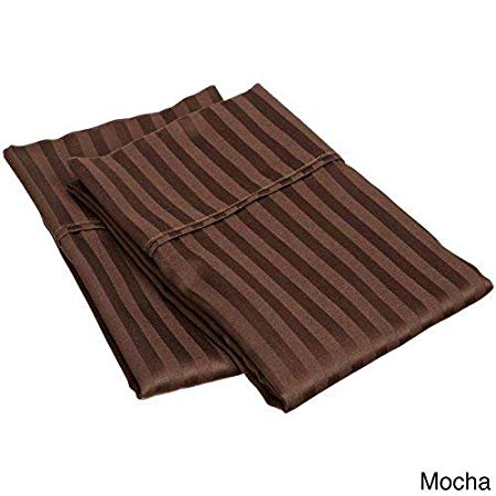 100% Cotton Pillowcases Set of 2, Soft and Cozy, Wrinkle, Fade, Stain Resistant, 20"x 30", Chocolate Stripe