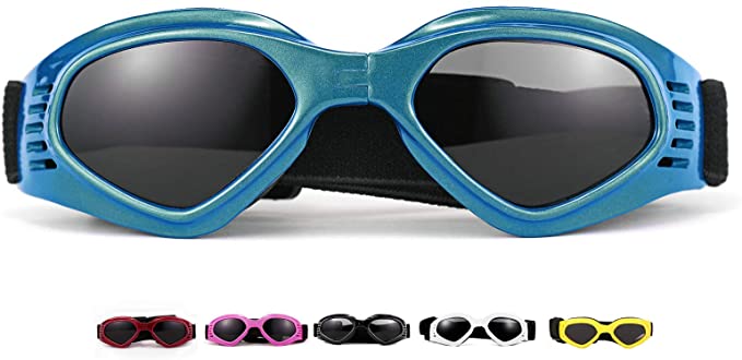 Vevins Dog Goggles Sunglasses UV Protective Foldable Pet Sunglasses Adjustable Waterproof Eyewear for Cat Dog