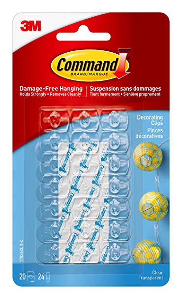 Command 17026CLR-C Decorating Clips, Mini, Clear, 20 Clips 24 Mini Strips