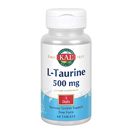 KAL L-Taurine 500mg | Healthy Nervous System, Cardiovascular, Visual & Detox Function Support | 60 Servings | 60 Tablets