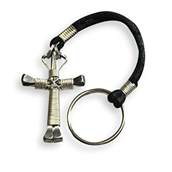 Horseshoe Nail Cross Key Chain (Silver)