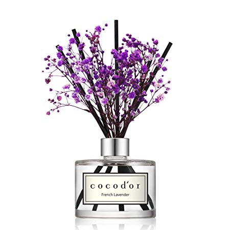 Cocod'or Preserved Real Flower Diffuser/French Lavender/6.7oz/Diffuser Oil & Sticks Set/Fragrance for Home Office Aromatherapy and Gifts