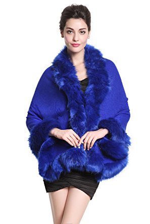 luxury Women's Bridal Faux Fur Shawl Wraps Cloak Coat-S55(More Colors)