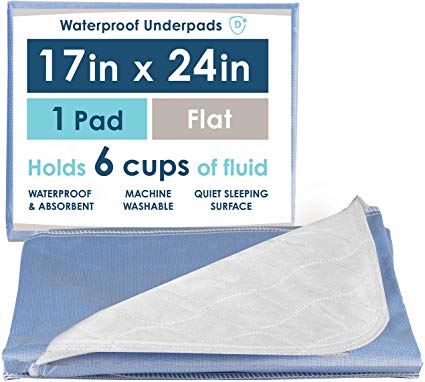 Washable Bed Pad for Incontinence, 17x24 Inches - Reusable Waterproof Mattress Sheet Protector Underpad for Kids, Adults or Pets
