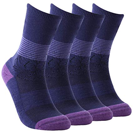 Vive Bears Merino Wool Socks Women's Hiking Socks Cushion Outdoor Crew Socks with Arch Support