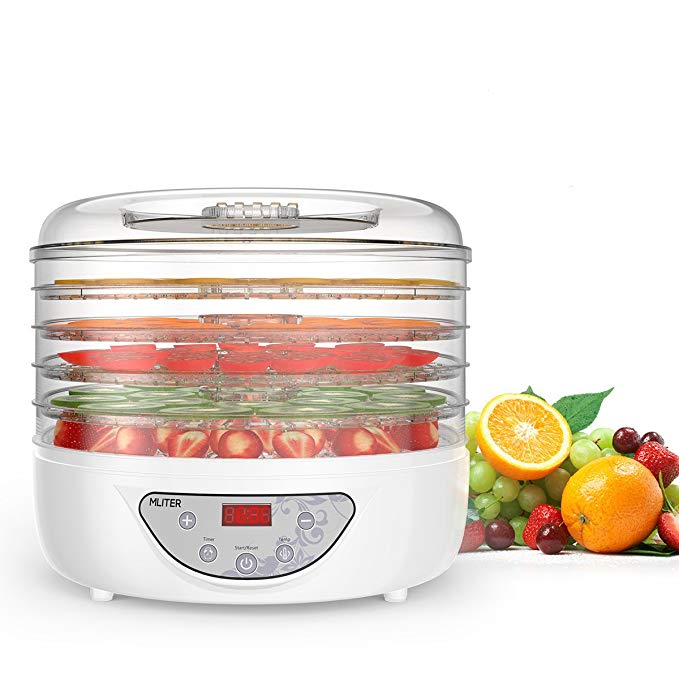 MLITER 240W Food Dehydrator 5 Tier, Electric Digital Fruit Dryer Preserver/Flower with Adjustable Temperature and Time Control for Vegetable Snack
