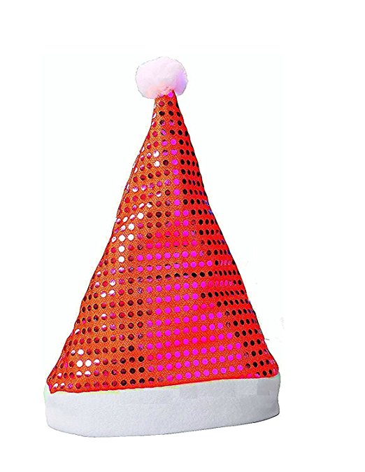 Polyester Sequin Santa Hats (1 Pack) 22" circ. - Red or Green