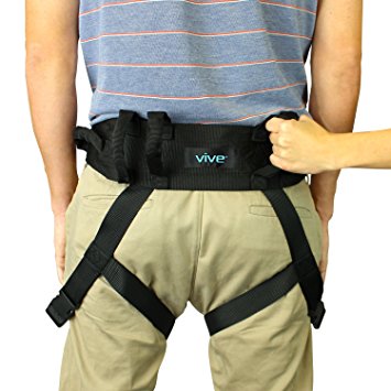 Transfer Belt with Leg Loops by Vive - Medical Nursing Safety Gait Assist Device - Bariatrics, Pediatric, Elderly, Occupational & Physical Therapy - Long Strap & Quick Release Metal Buckle - 55 Inch