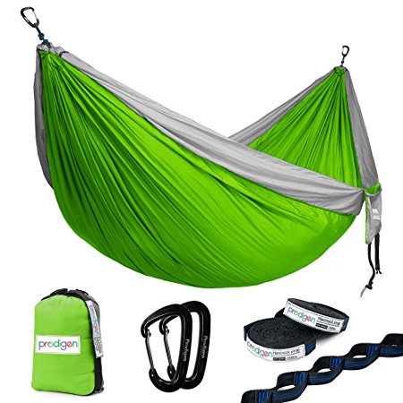 Prodigen Double Parachute Camping Hammock-Outdoor Portable Compact Backpacking Hammock for Hiking,Travel,Beach,Backyard-Best Two Person Lightweight Nylon Hammocks with Straps.500LB-78X118 INCH