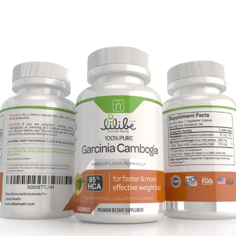100% Pure Garcinia Cambogia 95% HCA Best Weight Loss Pills for Women and Men HIGHEST POTENCY available Lose Weight Fast and Burn Fat 90 Easy To Swallow Capsules Made in USA 100% Satisfaction Guarantee