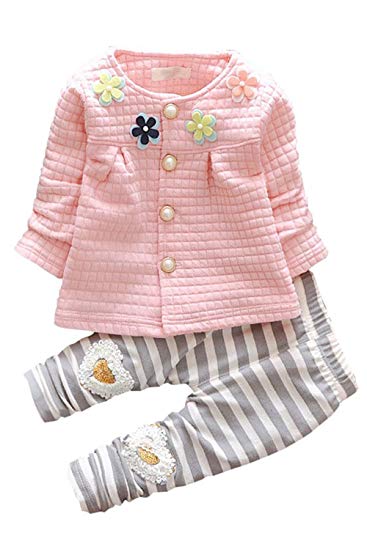 Ancia Baby Girls 2pcs Long Sleeve Top T-Shirt Legging Pants Clothing Set Clothes