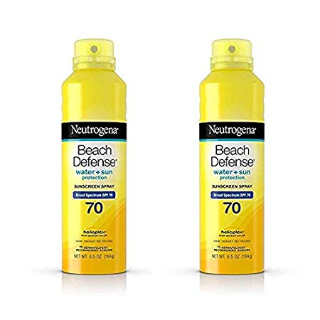 Beach Defense Body Spray Sunscreen with Broad Spectrum SPF 70, 6.5 oz (2 Pack)