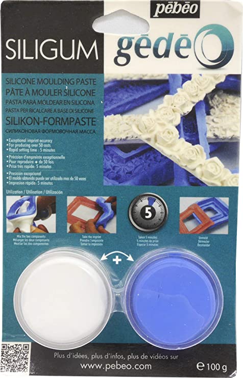 Pbo Pébéo-Gédéo 100 G-Siligum Special Making Moulding Paste Small Dimensions & Flat Decorations Silicone for Very Fast Set, gr