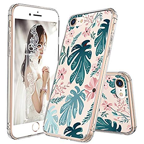 MOSNOVO iPhone 8 Case, iPhone 7 Case, Tropical Palm Clear Design Transparent Printed Plastic Hard Back Case with TPU Bumper Protective Case Cover for Apple iPhone 7 (2016) / iPhone 8 (2017)