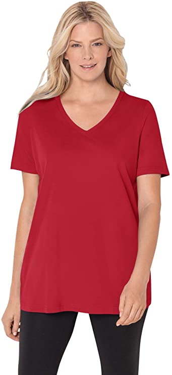 Woman Within Women's Plus Size Perfect V-Neck Tee