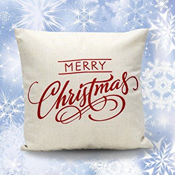 Sankuwen Home Decoration Christmas Pillow Cushion Cover (Christmas white)