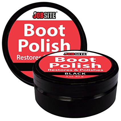 JobSite Premium Leather Boot & Shoe Polish Cream - Restores, Conditions & Polishes Leather & Vinyl Boots, Shoes, Car Auto Interior, Jackets & Purses - Black - 3 oz