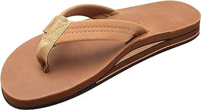 Rainbow Sandals Men's Leather Double Layer with Arch Wide Strap