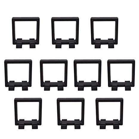 Bleiou 10 Pack 3D Floating Display Frame Stand Holder Coin Chip Jewelry Pin Display Stand Box (Black, 2.75 x 2.75 x 0.75 inch)