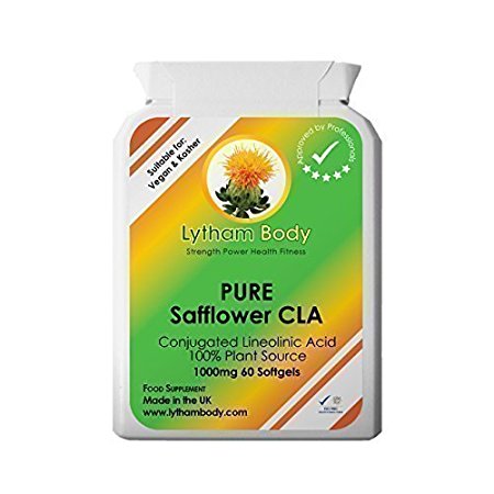 CLA, Conjugated Linoleic acid 1000 milligrams x 60 capsules pure plant source vegetarian, Vegan . Safflower oil.
