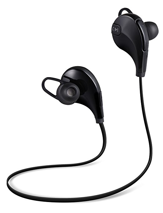 Redlink Bluetooth Headphones, Wireless Sport Earbuds for Running with Built-in Remote & Mic for iPhone Android Smartphones (Bluetooth 4.1, aptX, CVC 6.0 Noise Cancelling, Sweatproof) Black