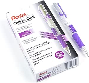 Pentel QUICK CLICK Mechanical Pencil (0.7mm), Violet Barrel, Box of 12 Pencils (PD217V)