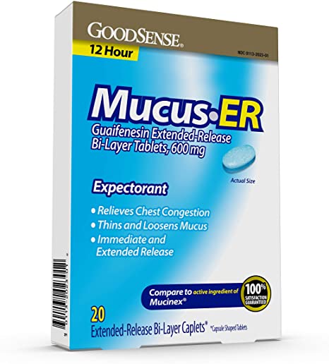 GoodSense Guaifenesin Extended-Release Bi-Layer Tablets, 600 mg, 12 Hour Expectorant, 20 Count