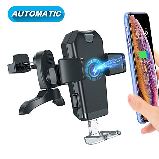 ACCGUYS Wireless Car Charger,10W Qi Fast Charging Air Vent Phone Holder, Auto-Clamping Adjustable Gravity Car Mount Compatible with Samsung Galaxy Note 9/8/ S9/ S8,iPhone Xs Max/XR/X 8/8 Plus