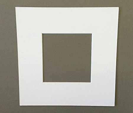 16x16 Square White Picture Mats with White Core Bevel Cut for 12x12 Pictures