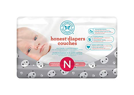 The Honest Company Disposable diapers, pandas print polybag, newborn, 40 Count