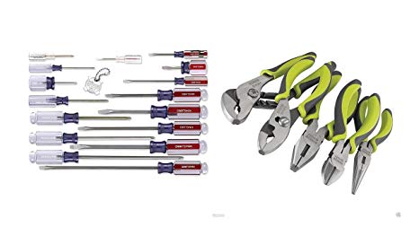 Craftsman 9-31794 Slotted Phillips 17 Piece Screwdriver Set and Craftsman 5 Pc.Craftsman Evolv Plier Bundle